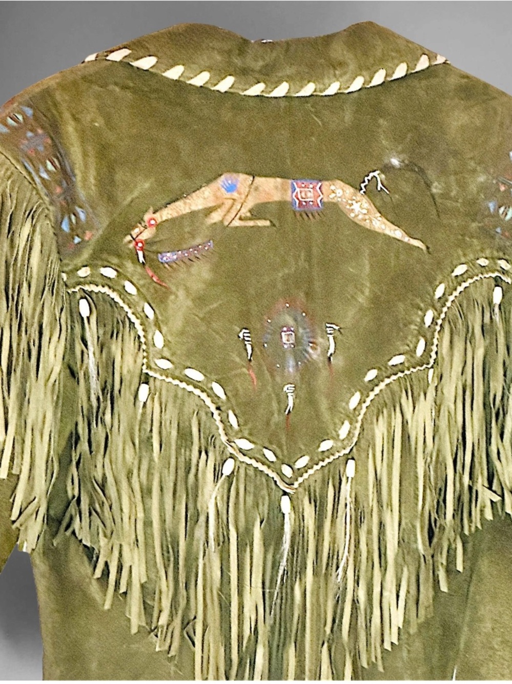 Patricia Wolf Patty Lewis hand painted leather fringe jacket Natice American boh - Picture 5 of 12
